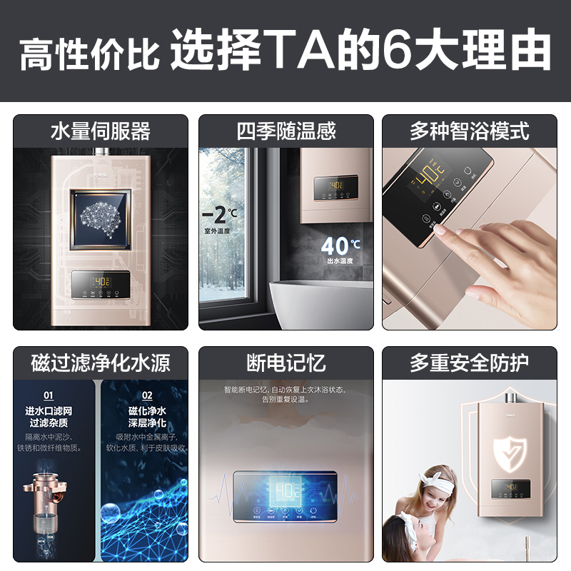 万家乐 13升热水器燃气热水器燃热 升级款水量伺服器智能随心浴 热水器天然气 JSQ26-13132S高清大图