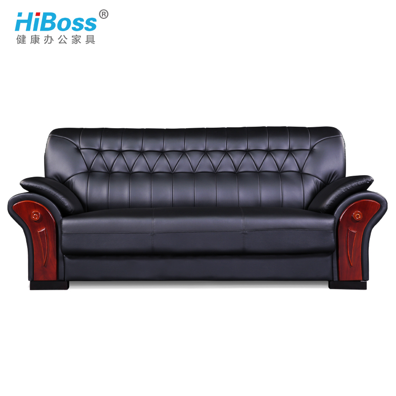 HiBoss办公沙发接待会客沙发皮艺三人位长沙发