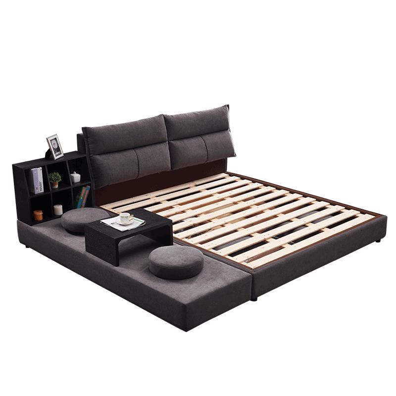 榻榻米布艺床现代简约主卧双人床可拆洗床1.8米小户型带储物婚床 榻榻米床+豪华乳胶床垫1800mm*2000mm组装式架子床