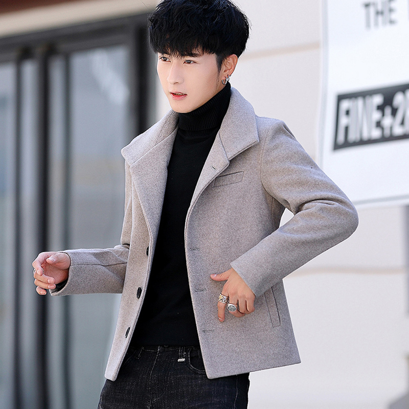 小风衣男士短款呢子衣服春秋季韩版潮流男装妮子夹克帅气男生外套风衣