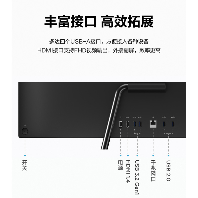 联想(Lenovo)小新24一体电脑 家用办公学习一体机 网课高性能商务一体机电脑(R5-5500U 8G 512GB SSD FHD屏幕)白色