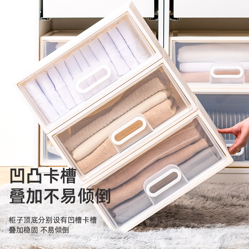 禧天龙(Citylong)桌面收纳盒抽屉式透明化妆盒学生宿舍文具整理神器办公置物架 【中号】桌面收纳盒3个装