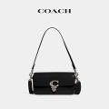 蔻驰（COACH）女包 新款女士STUDIO BAGUETTE系列手袋法棍包 单肩包 斜跨包 CE761 黑色银C