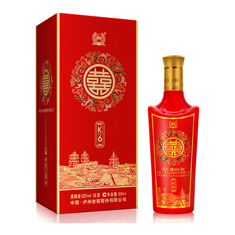 泸州老窖出品 双喜酒 K6 52度 500ml 单瓶装 浓香型 白酒