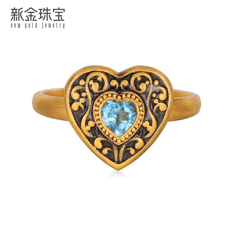 新金珠宝 黄金戒指999足金女首饰黄金戒指电黑工艺高清大图