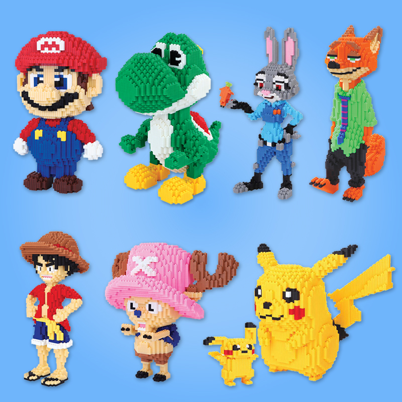 拼接小颗粒拼装积木玩具大号兼容乐高马里奥龙猫狐狸红色xz8040柯基