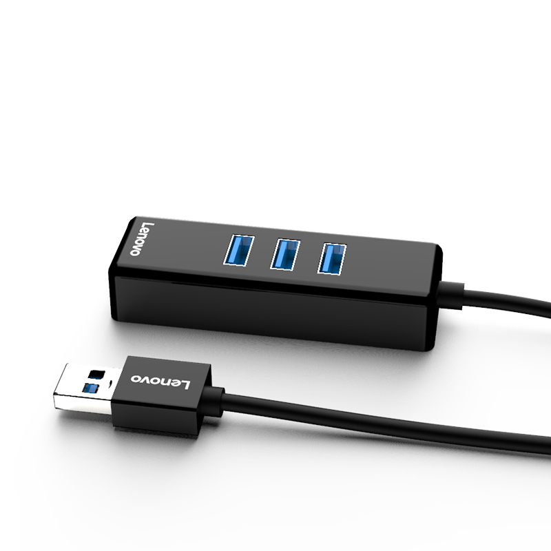 联想(Lenovo)A625 USB转RJ45有线网口转接器 网卡转换器 hub集线器 USB3.0分线器