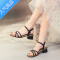 SUNTEK高跟鞋女夏天时尚粗跟中跟凉鞋2023新款夏季法式仙女风气质一字带
