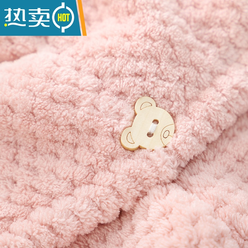 敬平干发帽女双层加厚吸水速干包头巾擦洗头发浴帽器纯色 双层浅粉色 超吸水干发帽高清大图