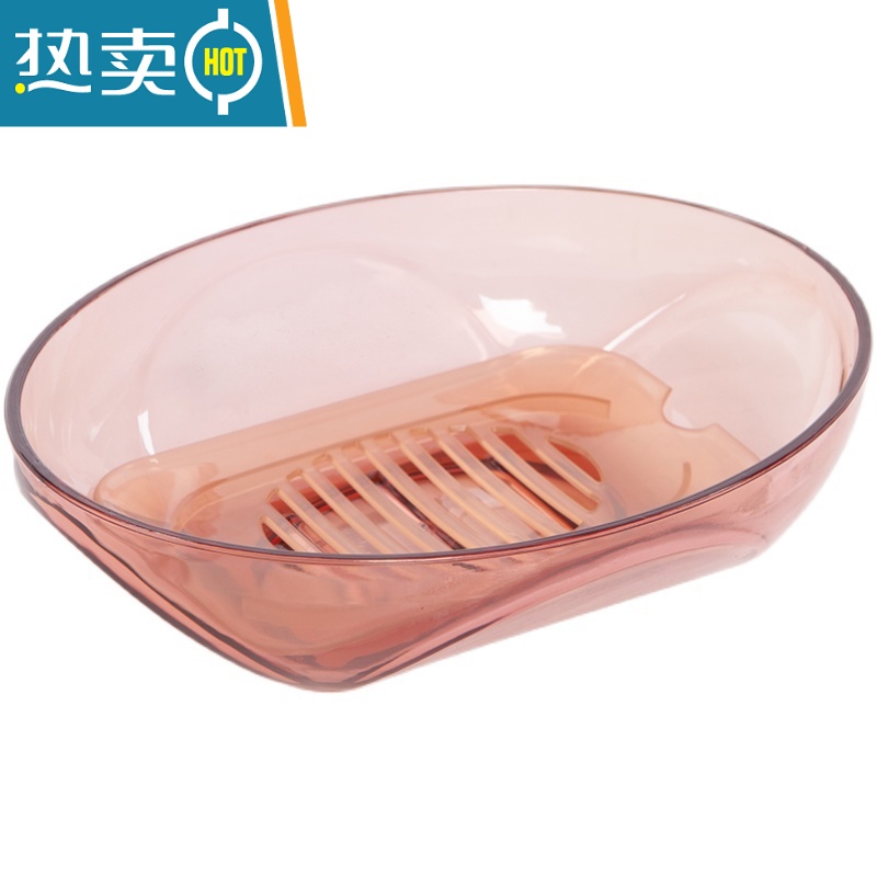 敬平大号肥皂盒家用卫生间沥水洗手台家居香皂盒创意卡通造型香皂架 透明红+绿高清大图