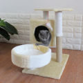 猫咪用品四季猫爬架猫窝猫树实木一体小型猫架抓柱板带窝跳台猫屋_4 默认尺寸 米色简约款【适合6斤内】