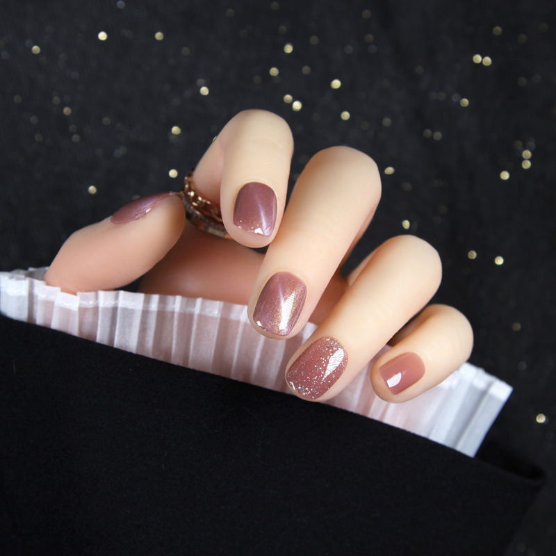 光疗假指甲贴片小红书穿戴美甲女同款日系裸猫眼极光甲片成品|s654