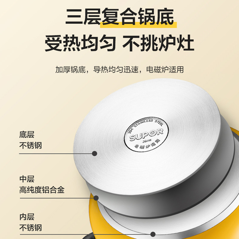 苏泊尔蒸锅 304不锈钢双层复底大容量蒸鱼锅电磁炉通用汤锅蒸笼馒头蒸鱼 双层复底