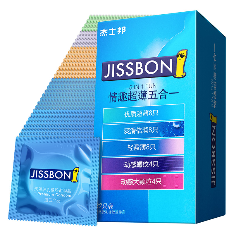 [苏宁自营]杰士邦jissbon避孕套五合一32只装组合颗粒螺纹超薄体验成人男女用情趣用品夫妻旗舰官方授权正品