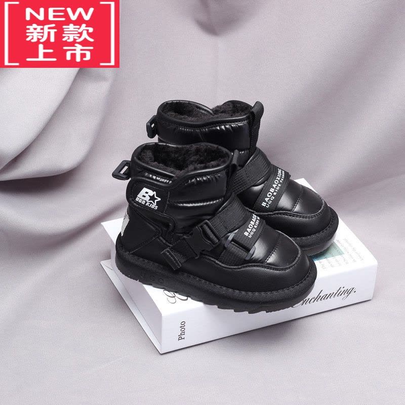 可莉允儿童雪地靴女童大棉冬季加绒加厚宝宝棉鞋棉靴防滑防水男童雪地棉图片