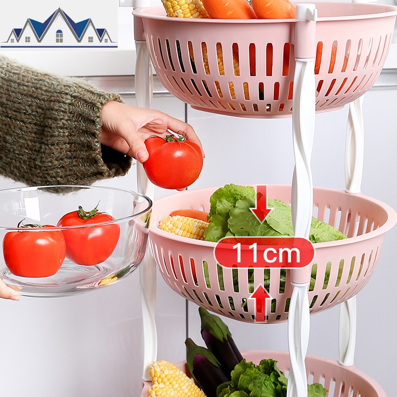 塑料厨房置物架落地多层家用品储物框加厚收纳架放水果蔬菜篮架子 三维工匠高清大图