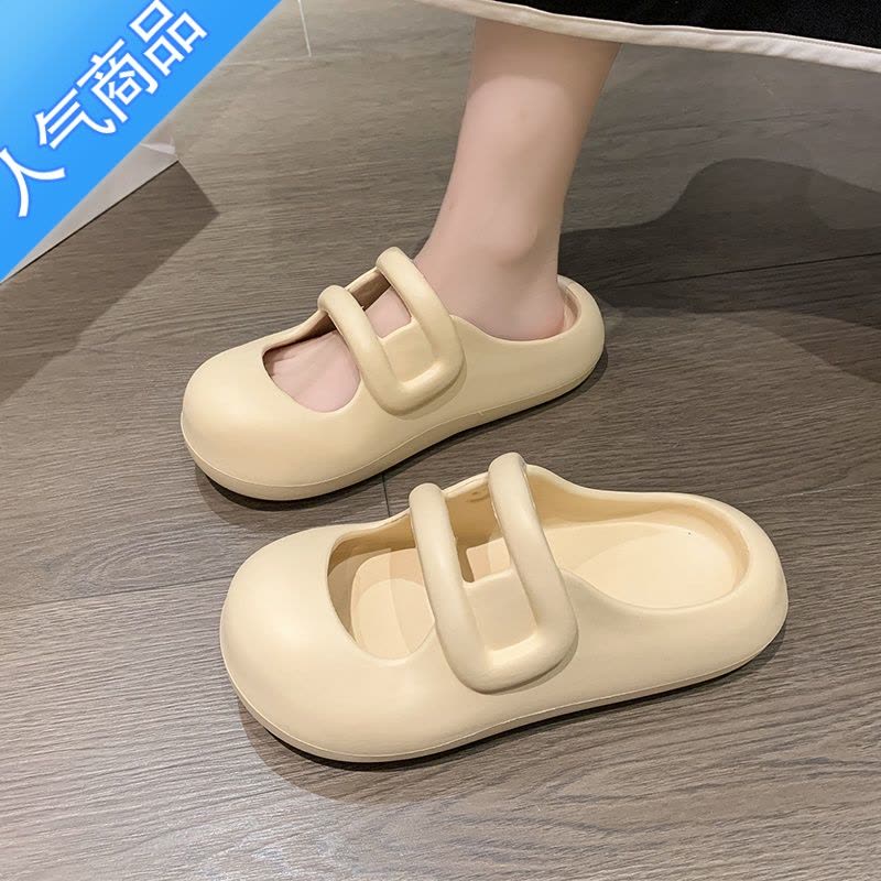 SUNTEK厚底洞洞鞋女款夏季外穿增高2023新款防水沙滩防滑松糕包头凉拖鞋图片