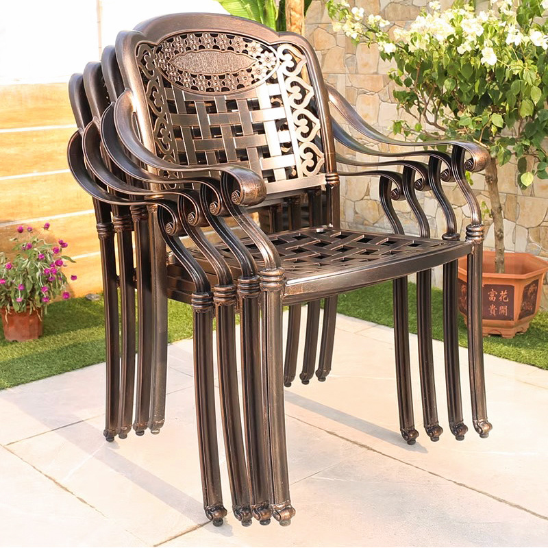 绵冠(MIANGUAN) 户外餐桌庭院阳台铸铝餐桌椅组合 一桌四椅高清大图