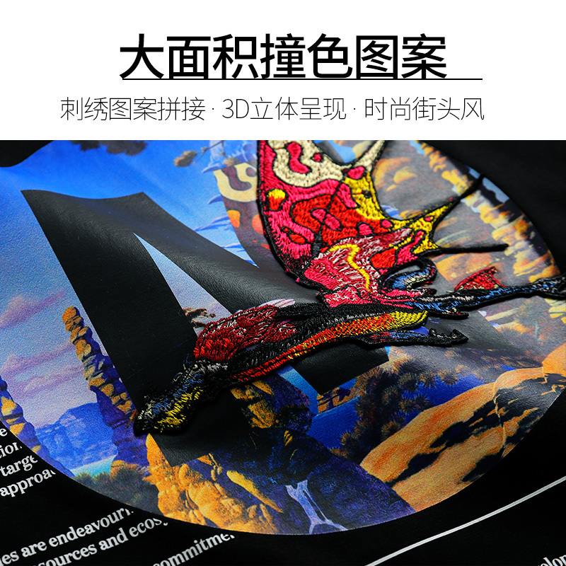 马克华菲2022夏季新款男装短袖T恤男士后背潮流印花潮流上衣