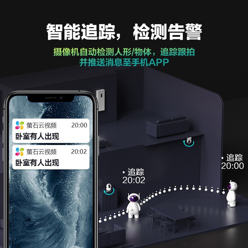 萤石 CP1 3MP云台网络摄像机 300万超清wifi家用安防监控摄像头 双向语音 水平全景 人形追踪
