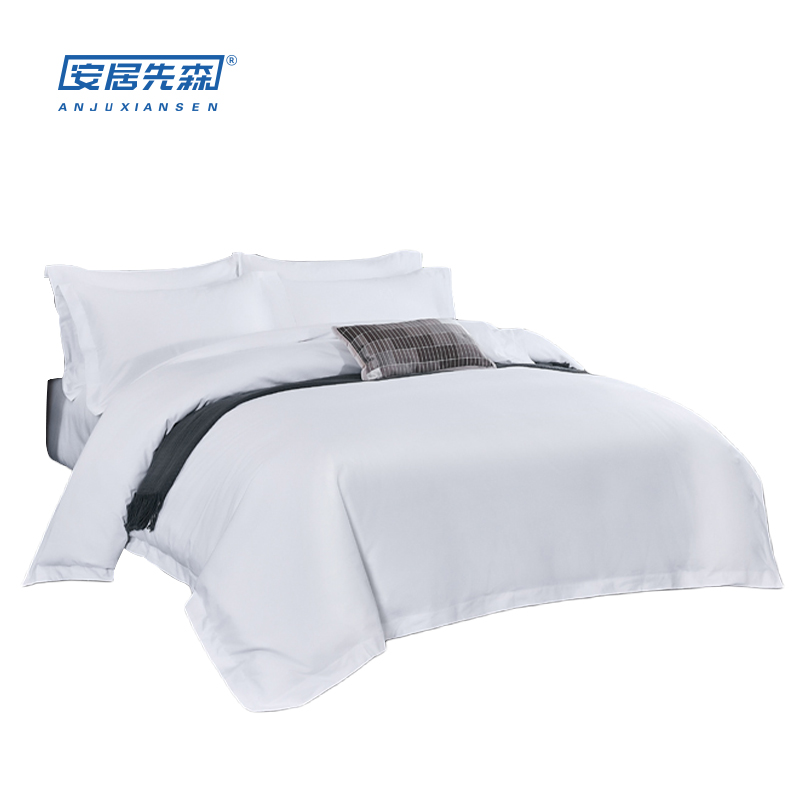 安居先森ANJU250502 1.5米床贡缎喷气全棉60S四件套(计价单位:套)白色高清大图