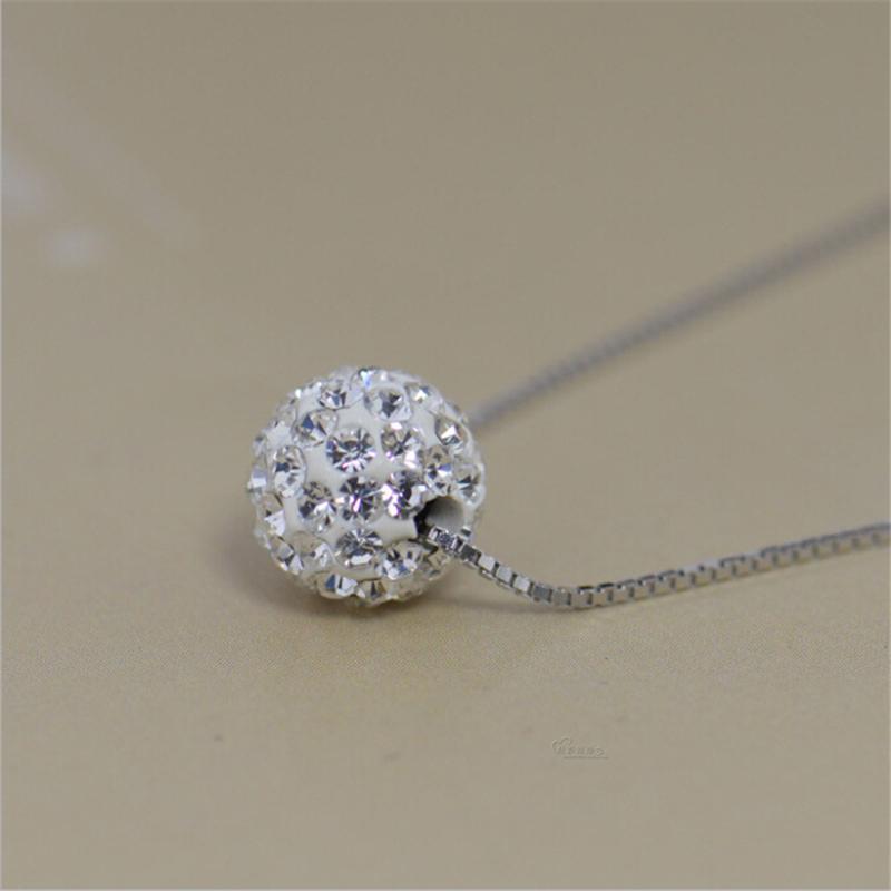 925银饰品 时尚简约 锁骨链满钻球项链坠送女朋友七夕情人节礼物