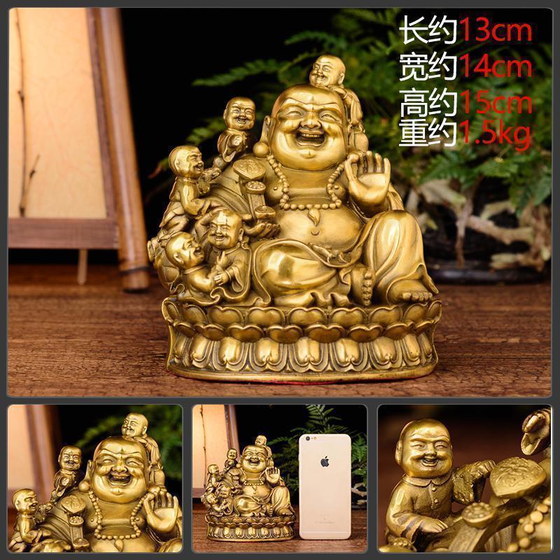 美帮汇弥勒佛像供奉 五子戏弥勒摆件大肚弥勒佛笑佛客厅装饰摆设高清大图