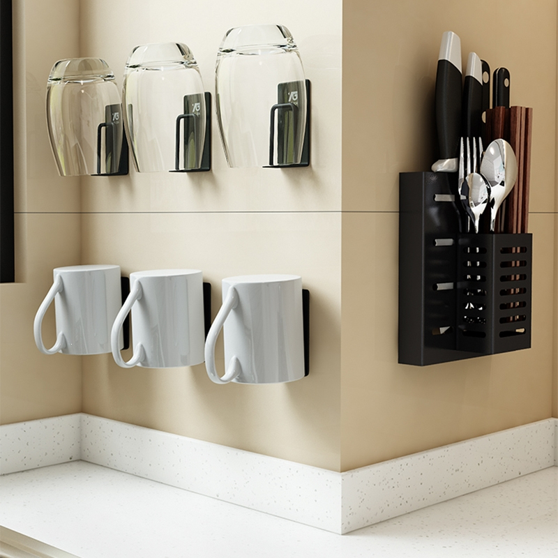 闪电客不锈钢杯架子置物架壁挂式杯托茶杯玻璃水杯架子沥水倒挂架