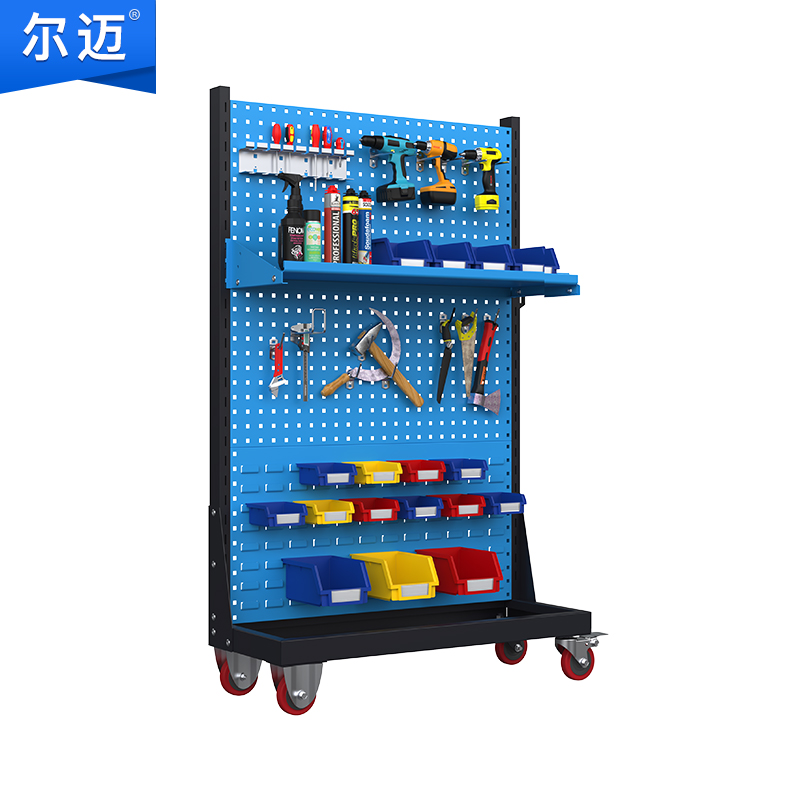尔迈 挂钩方孔工具挂架车间维修工具架子多功能物料置物架五金工具展示货架 单面三层移动款高清大图