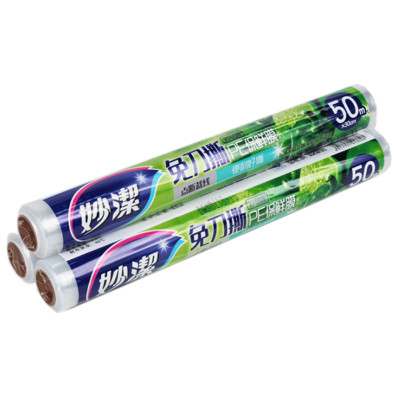 50米[6卷共300米]妙洁食品保鲜膜PE加厚厨房家用保鲜膜一次性水果膜高清大图