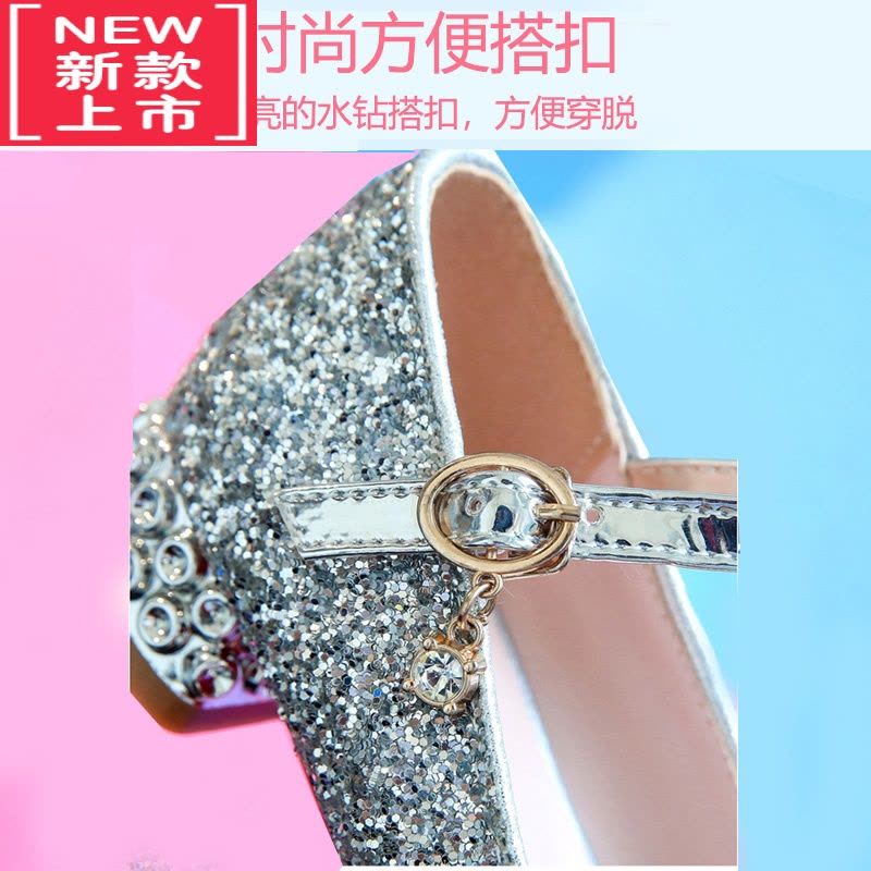 可莉允公主鞋女童春秋儿童高跟小女孩水晶皮鞋演出走秀模特主持礼服鞋子运动休闲鞋图片