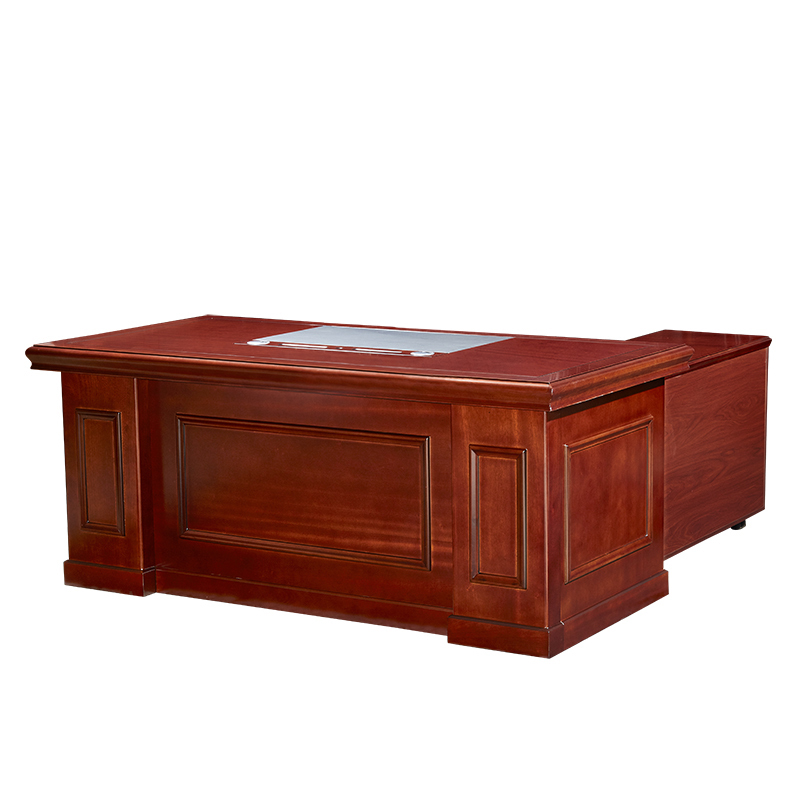 广亿隆中式老板桌油漆班台主管电脑桌带副柜+移动柜班桌高清大图