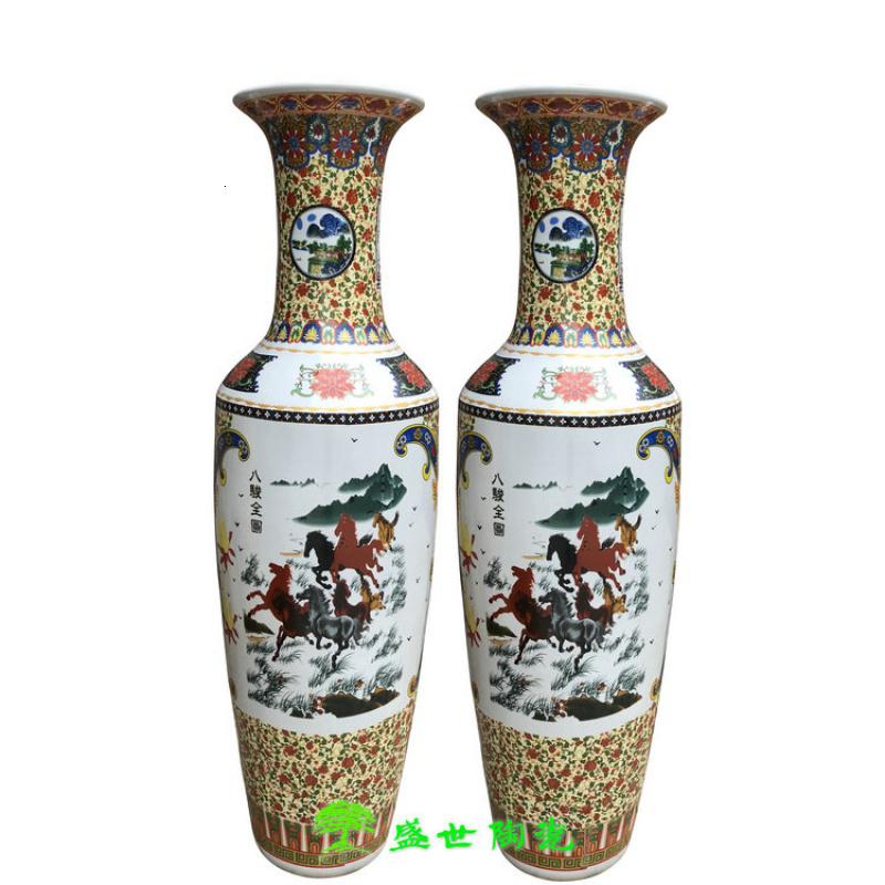 景德镇陶瓷器五彩花开富贵锦绣前程客厅中式家居摆件大号落地花瓶 三维工匠 1.8米一个(款式备注)高清大图
