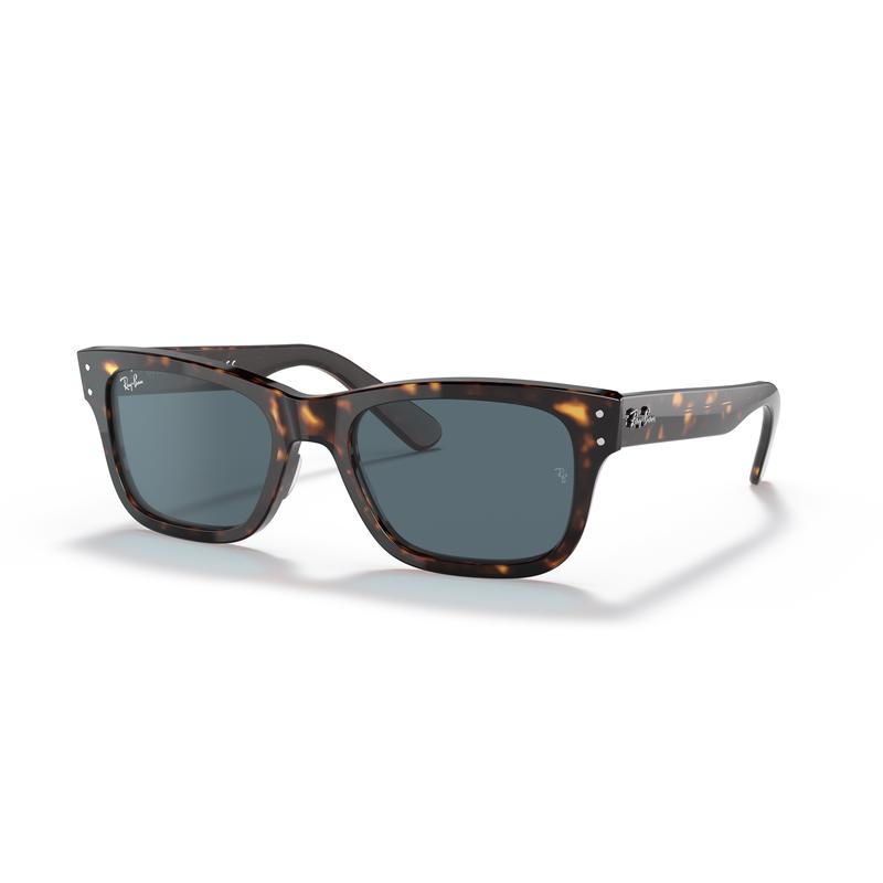 RayBan男士复古方形太阳镜经典设计时尚B棕色镜框 Havana_Blue_Solid_Color