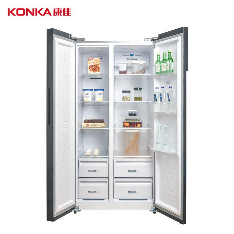 康佳 BCD-605WD5EBLP605升对开门大冰箱风冷无霜 一级变频急速冷冻图片
