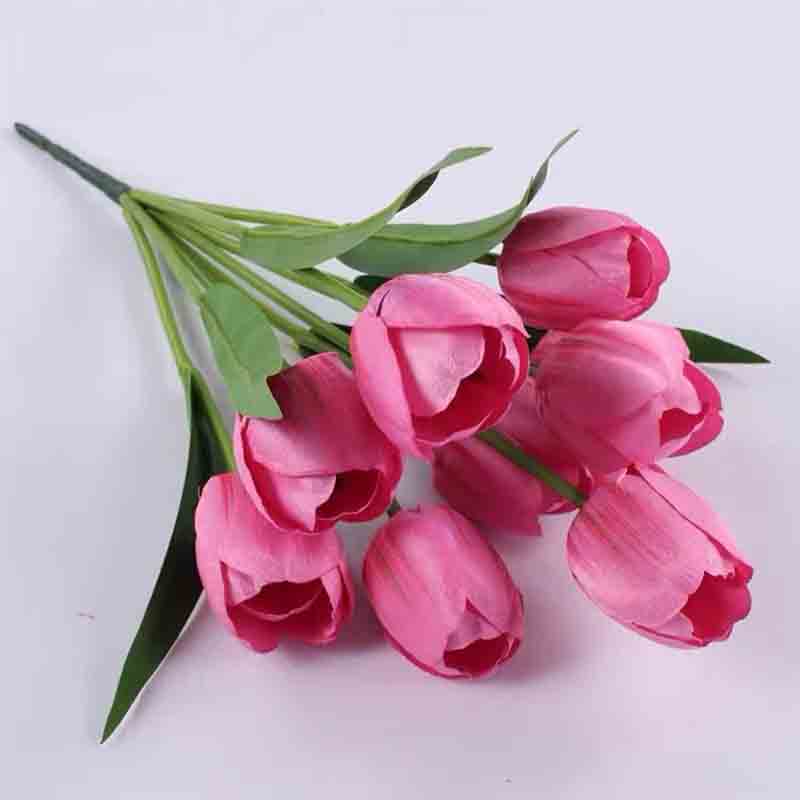户外花坛仿真花9头郁金香花箱插花假花 500枝起售 9头大郁金香（粉色）