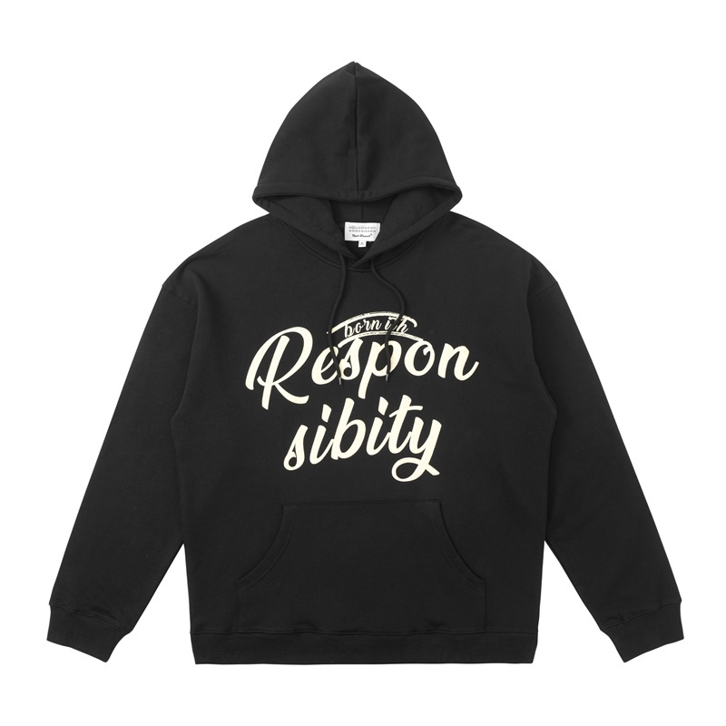 hlcomanrpbbrand潮牌字母印花宽松连帽休闲卫衣英文图案发泡帽衫情侣