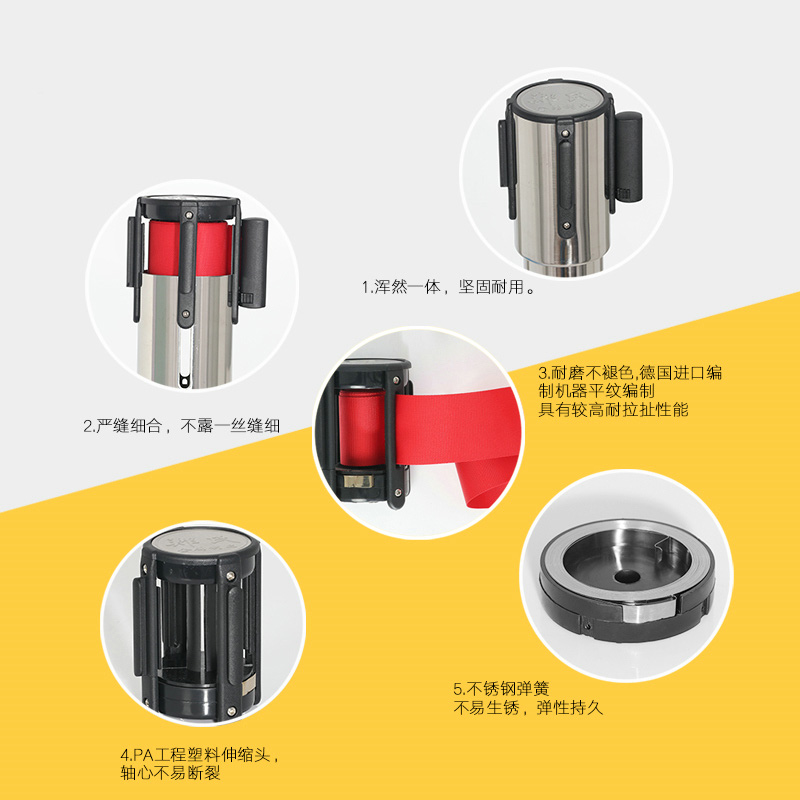 创世人 办公家具不锈钢一米线栏杆座商场双层5米不锈钢护栏杆隔离带机场警戒围栏5米带高清大图