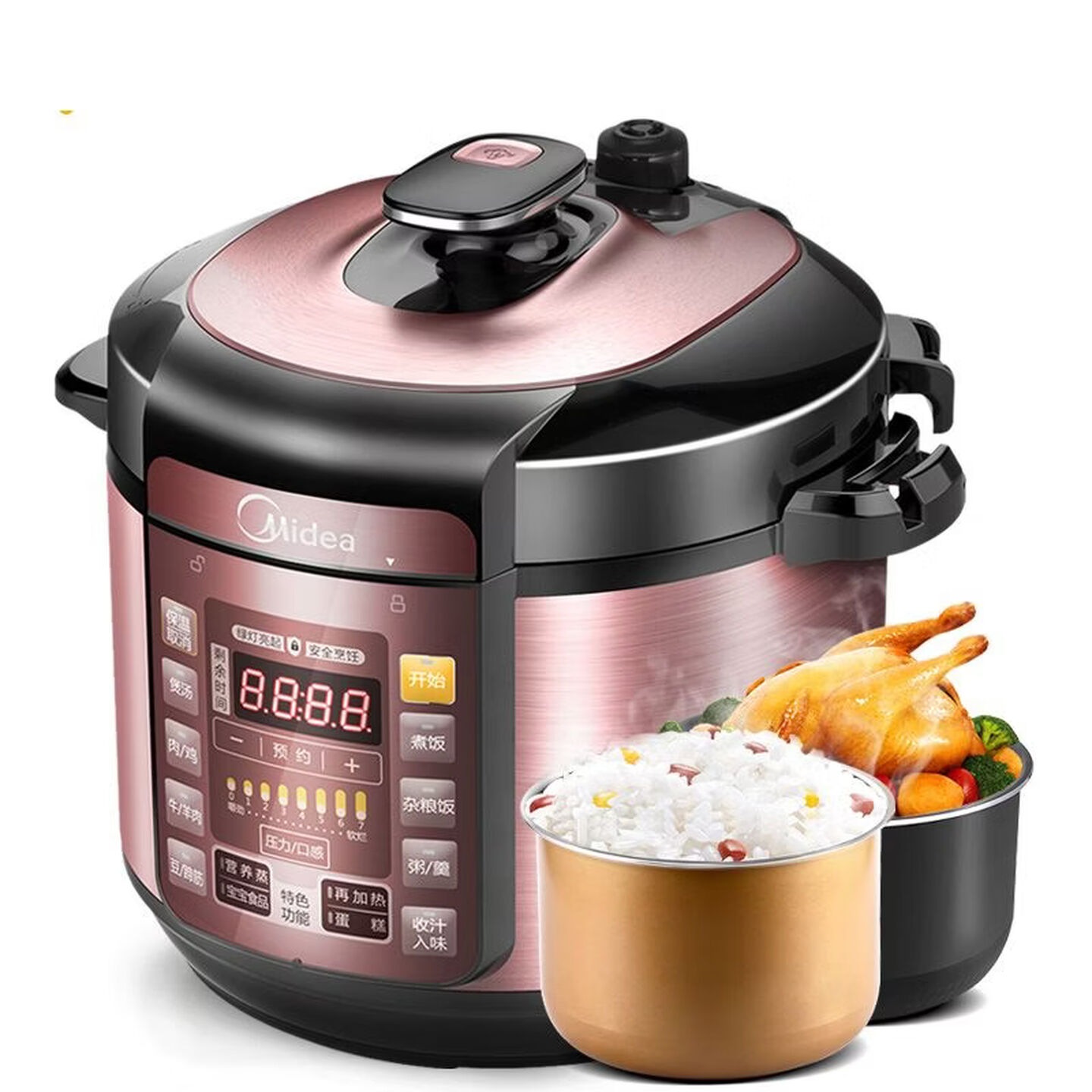 美的(Midea)电压力锅双胆6L大容量家用电高压锅饭煲YL60Simple101 6L