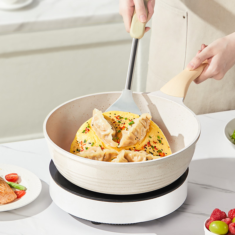 炊大皇 不粘煎锅不脏锅平底锅 加深聚油煎锅牛排锅天然气煤气通用 网红大白聚油不粘深煎锅28cm JG28DB-H!高清大图