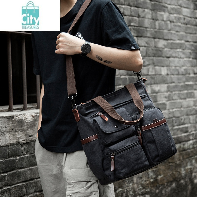 bangdou单肩包斜挎包男士包帆布包商务通勤手提包牛津布公文包休闲男