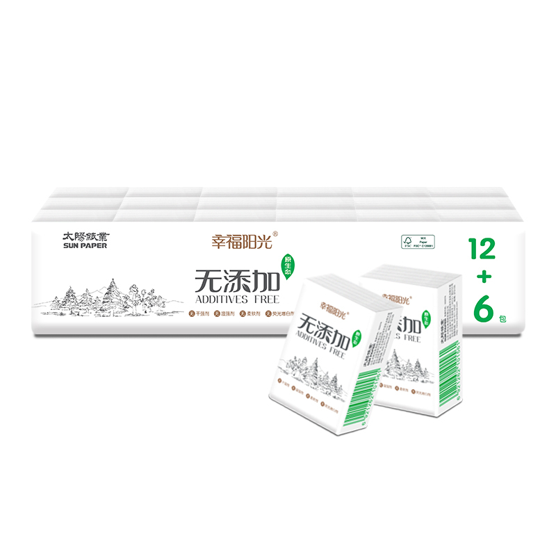 幸福阳光 手帕纸 四层 18包(条)包装 进口 原生木浆 纸巾