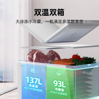 星星(XINGX) BCD-230HE 230升 卧式冷柜 冰柜 家商两用 蝴蝶门 内置玻璃门板保温 双温双箱大容积