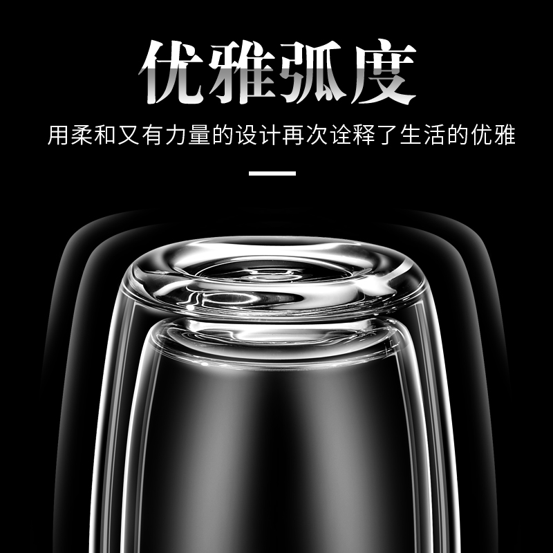 [补贴10%]大容量鹅蛋杯双层玻璃杯男女加厚隔热便携水杯车载茶水分离泡茶杯高清大图
