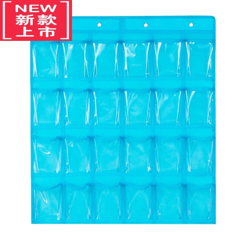 可莉允幼儿园口罩收纳袋挂袋挂墙儿童接送卡手机杂物储物布袋透明款多格图片