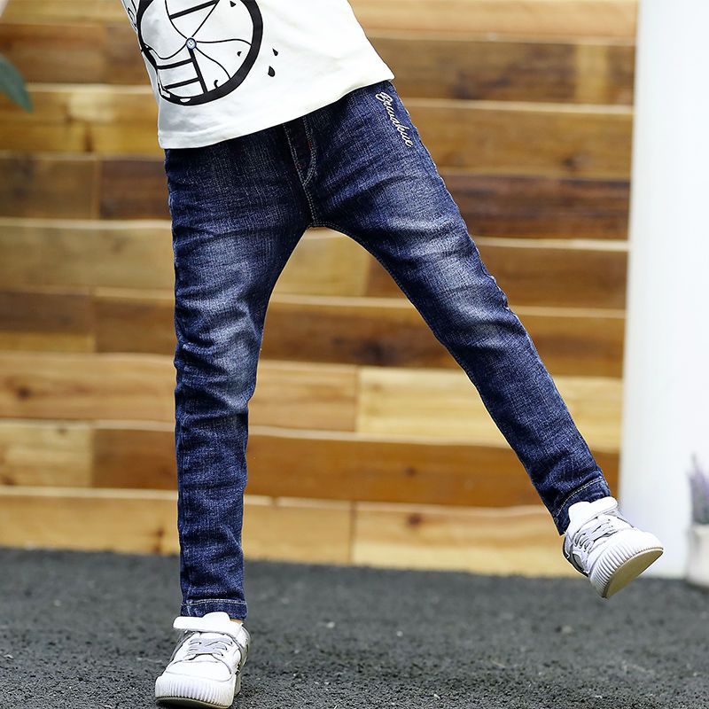 促销80棉儿童牛仔裤男春秋中大童韩版休闲裤男孩牛仔裤男童裤子