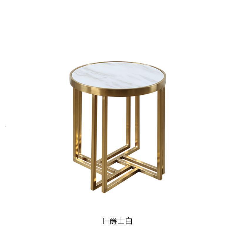 森美人意式简轻奢不锈钢大理石角几酒店小茶几边几沙发边柜客厅床头柜 I-爵士白