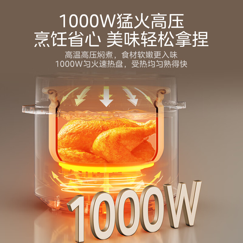 美的(Midea) MY-E5910 电压力锅 5L家用电锅全自动智能预约 饭煲无水焗 双胆开盖火锅高压锅高清大图