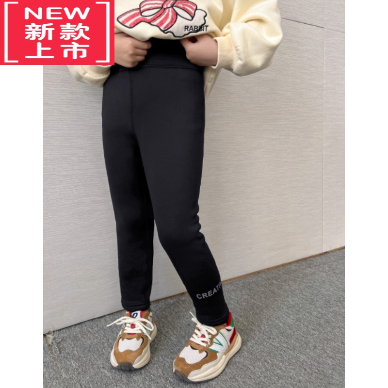 可莉允陈大猪女童加绒鲨鱼裤2022冬新款儿童内搭打底裤女孩加厚保暖裤子