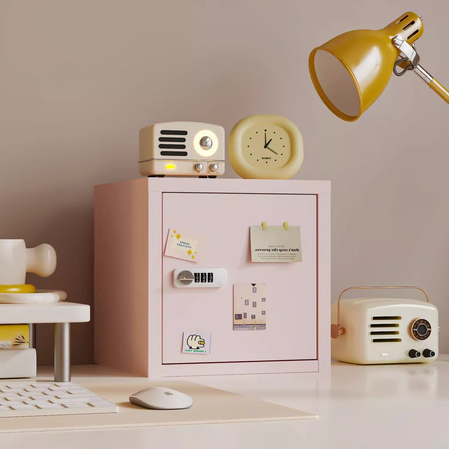 华力达 桌面小型密码柜学生宿舍零食收纳柜办公带锁保管箱家用儿童存钱罐高清大图